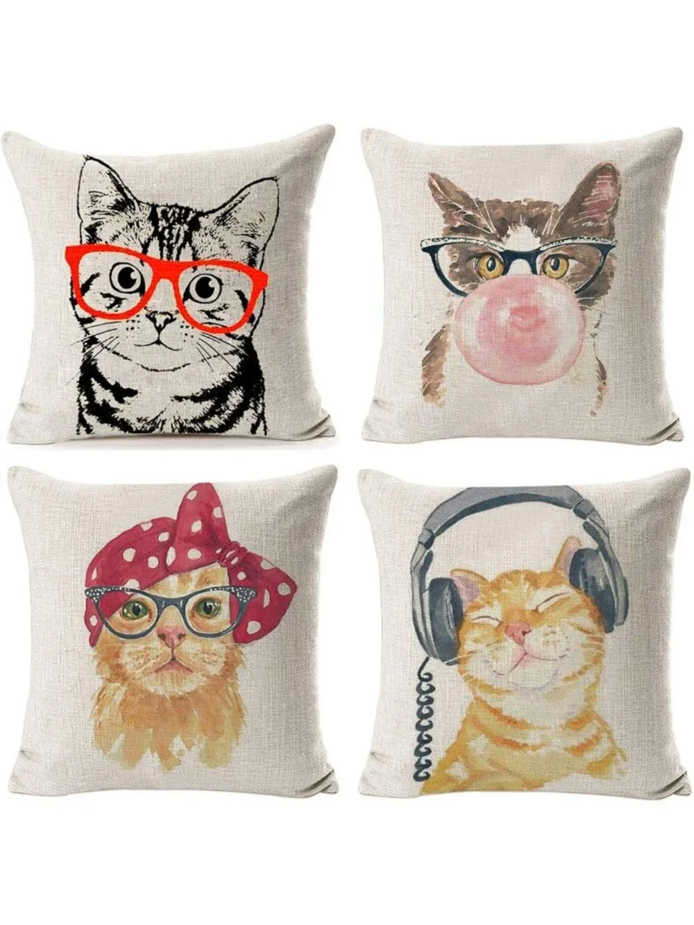 Cozy Cat Throw Pillow Covers - 18
